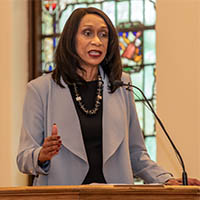 Carolyn Jefferson-Jenkins speaking at Kumler Chapel