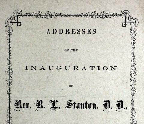 Cover of Addresses of the inauguration of Rev. Stanton